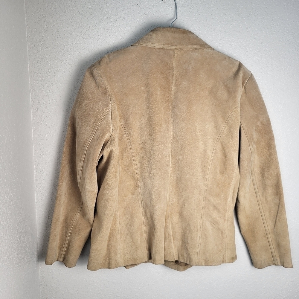 Siena Suede Leather Tan Biker Style Zip Up Jacket Women's Size XL - Picture 2 of 12